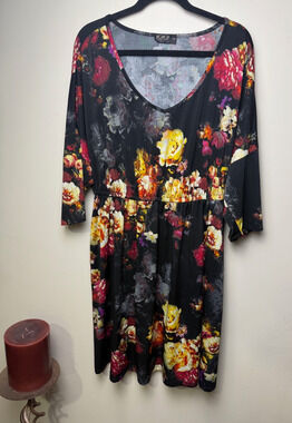 IGIGI by Yuliya Raquel Floral Fit & Flare Dress Plus Size 18/20 V Neck Made USA